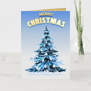 Blue Watercolor Weihnachts-Weihnachtskarte für Foi