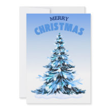 Blue Watercolor Weihnachtsbaum Non-Foto