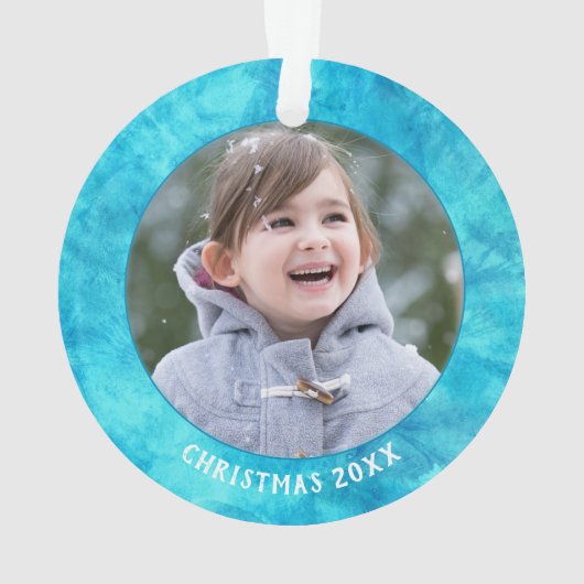 Blue Watercolor Weihnachtsgebäck Fotos Ornament (Rückseite)