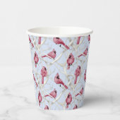 Blue Watercolor Weihnachtsgeburten Kardinal Vögel Pappbecher (Links)