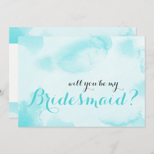 Blue Watercolor Werden Sie meine Bridesmaid Einladung (Vorne/Hinten)