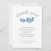 Blue Watercolor Whale Boy Baby Dusche Danke (Vorderseite)