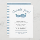 Blue Watercolor Whale Boy Baby Dusche Danke (Vorne/Hinten)