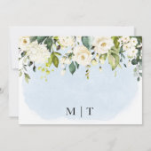 Blue Watercolor White Rose Save the Date Card (Rückseite)