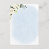 Blue Watercolor White Rose Wedding Details Card Begleitkarte (Rückseite)