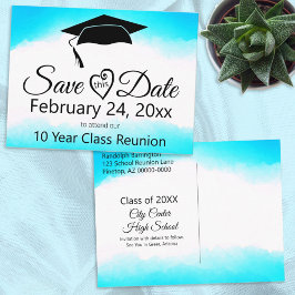 Blue Watercolor Wiedersehen Class Save the Date Ca Postkarte