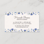 Blue Watercolor Wildblume Garden Business Card Telefonnummerkarte (Rückseite)