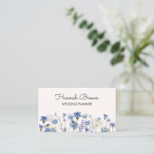 Blue Watercolor Wildblume Garden Business Card Telefonnummerkarte (Stehend Vorderseite)