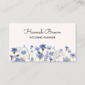 Blue Watercolor Wildblume Garden Business Card Telefonnummerkarte (Vorderseite)