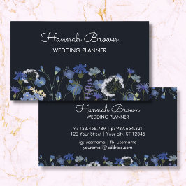 Blue Watercolor Wildblume Garden Business Card Telefonnummerkarte
