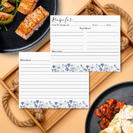 Blue Watercolor Wildblume Garden Weinkarte