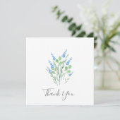 Blue Watercolor Wildblumen Bouquet Dankeskarte (Stehend Vorderseite)