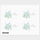 Blue Watercolor Wildblumen Bouquet Labels Ovaler Aufkleber (Blatt)