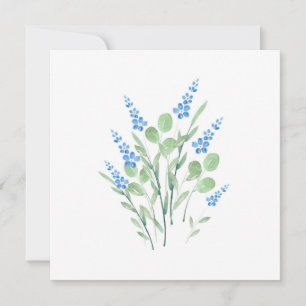 Blue Watercolor Wildblumen Bouquet Mitteilungskarte