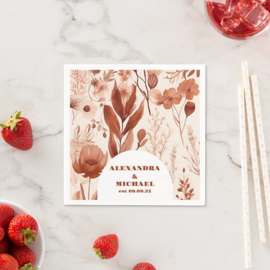 Blue Watercolor Wildblumen Hochzeit Serviette (Beispiel)