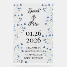 Blue Watercolor Wildblumen Romantische Hochzeit