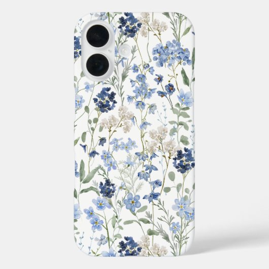 Blue Watercolor Wildflower Case-Mate iPhone Hülle (Rückseite)