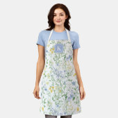 Blue Watercolor Wildflower Custom Initial Schürze (Getragen)