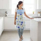 Blue Watercolor Wildflower Custom Name Schürze