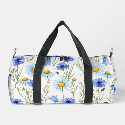 Blue Watercolor Wildflower Duffle Bag (Rückseite)
