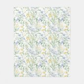 Blue Watercolor Wildflower Fleecedecke (Vorderseite)