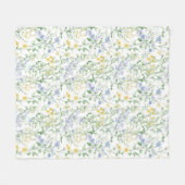 Blue Watercolor Wildflower Fleecedecke (Vorderseite (Horizontal))