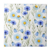 Blue Watercolor Wildflower Fliese (Vorderseite)