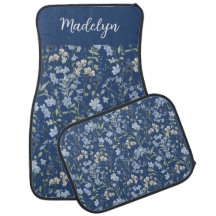 Blue Watercolor Wildflower Monogram Name