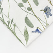 Blue Watercolor Wildflower Monogram Name Fleecedecke (Ecke)