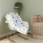 Blue Watercolor Wildflower Monogram Name Fleecedecke