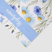 Blue Watercolor Wildflower Monogram Name Seidenpapier (Ausschnitt)