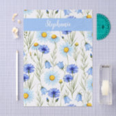 Blue Watercolor Wildflower Monogram Name Seidenpapier (Handwerk)