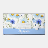 Blue Watercolor Wildflower Personalized Schreibtischunterlage (Tastatur & Maus)