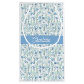 Blue watercolor wildflowers custom name kleine geschenktüte (Rückseite)