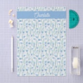 Blue watercolor wildflowers custom name seidenpapier (Handwerk)