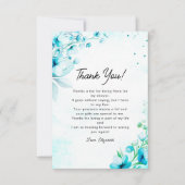 Blue Watercolor Wildflowers Modern Bridal Shower Dankeskarte (Vorderseite)