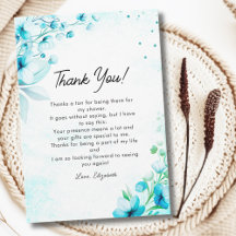 Blue Watercolor Wildflowers Modern Bridal Shower