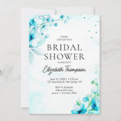 Blue Watercolor Wildflowers Modern Bridal Shower Einladung (Vorderseite)