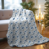 Blue Watercolor Winter Florals Sherpadecke