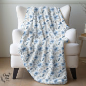 Blue Watercolor Winter Florals Sherpadecke
