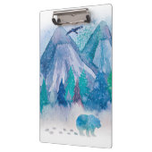 Blue Watercolor Winter Mountain Landscape Art Klemmbrett (Links)