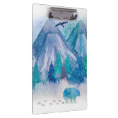 Blue Watercolor Winter Mountain Landscape Art Klemmbrett (Rechts)