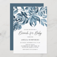 Blue Watercolor Winter Rose Babydusche Brunch