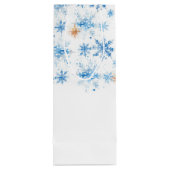 Blue Watercolor Winter Snowflake Frohe Weihnachten Geschenktüte Für Weinflaschen (Rückseite)