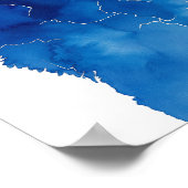 Blue watercolor wolf howling poster (Ecke)