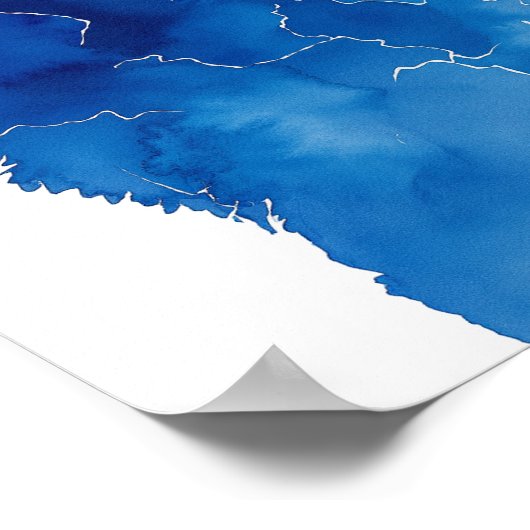 Blue watercolor wolf howling poster (Ecke)