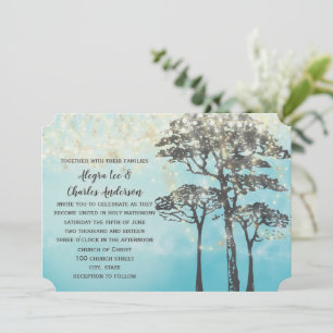 Blue Watercolor Woodsy Wedding Einladung