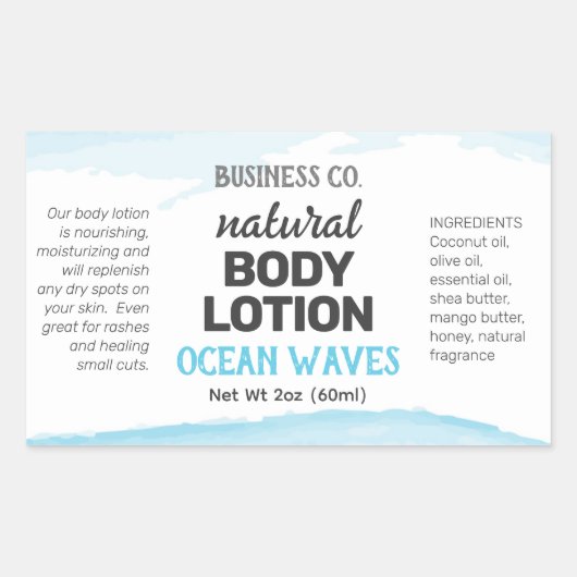 Blue Watercolor Wraparound Product Label Rechteckiger Aufkleber (Vorderseite)