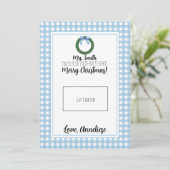 Blue Watercolor Wreath Teacher Weihnachtsgeschenkk Dankeskarte (Stehend Vorderseite)