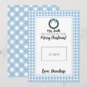 Blue Watercolor Wreath Teacher Weihnachtsgeschenkk Dankeskarte (Vorne/Hinten)